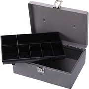 Sparco Cash Box, w/ Latch Lock, 7 Cmpmnts, 11"x7-3/4"x4-3/4", Gray SPR15501